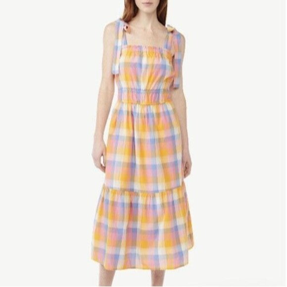 Free Assembly Womens Dress Confetti Madras Midi Sundress Tie Shoulder Straps XL - Picture 1 of 10